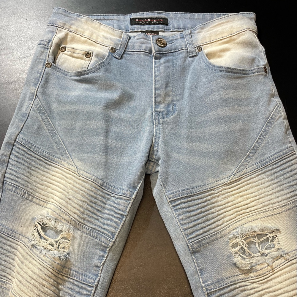 M. SOCIETY Ripped Moto Jeans